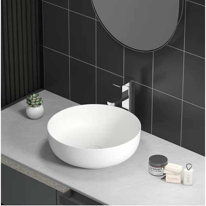 Bathlife Klenod fritstående håndvask med bundventil Ø406 mm