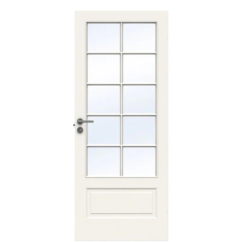 Swedoor Style SP10 40 mm fransk dør med hærdet glas hvid 82,5 x 204 cm (9x21)