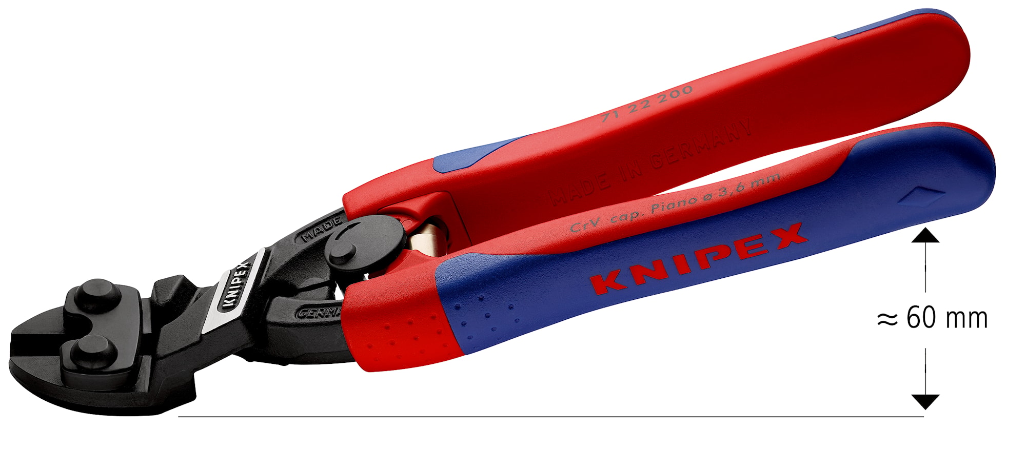 Knipex CoBolt boltsaks kompakt vinklet med fjeder sort atramenteret 200 mm