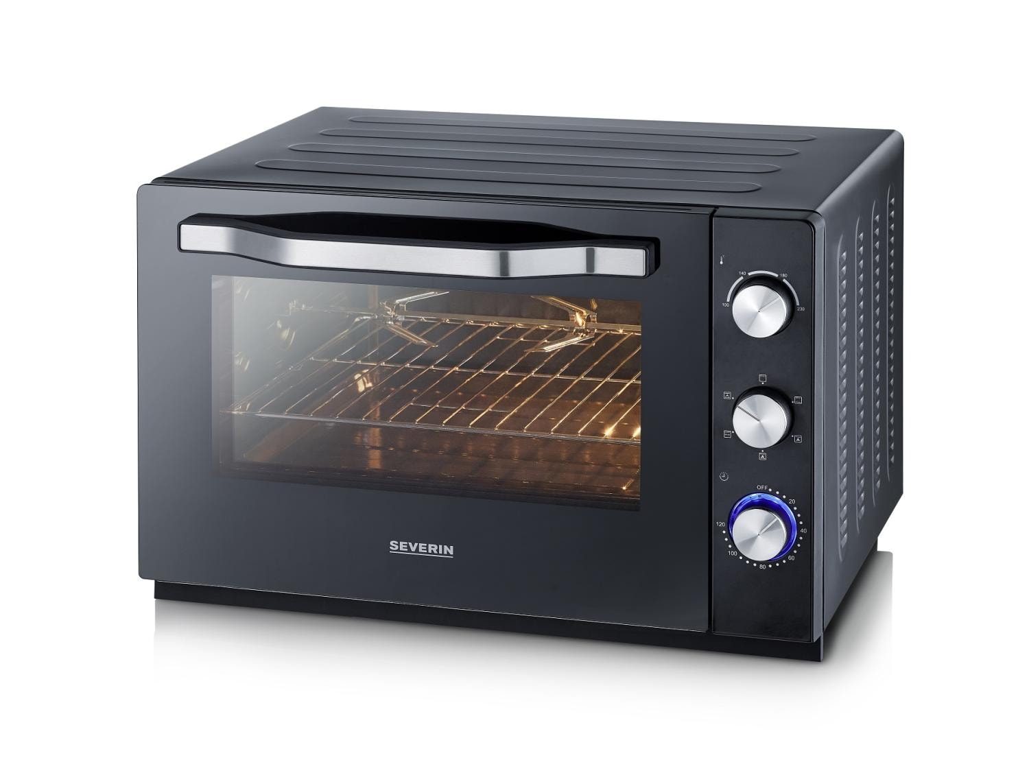 Severin TO 2073 miniovn med varmluft, grillrist og pizzasten 60L