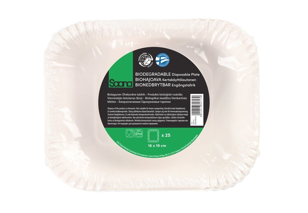 Saana BIO engangstallerken grill 16 x 19 cm 25 stk.