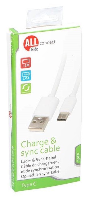 Allride Connect 2,0 ladekabel USB til USB-C 1,2 meter