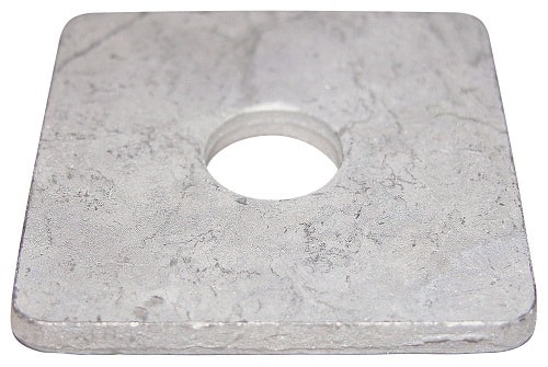 NKT firkantskive. Varmforzinket. Hul: 20 mm. 75 x 75 x 22 x 7,5 mm.