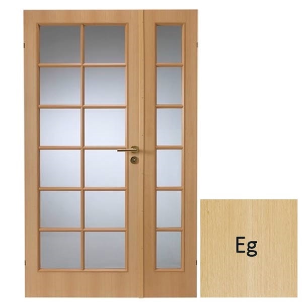 Swedoor Easy Nature SP12+SP6 40 mm natur eg dør m. glas 62,5+39,8x204 cm (11x21)