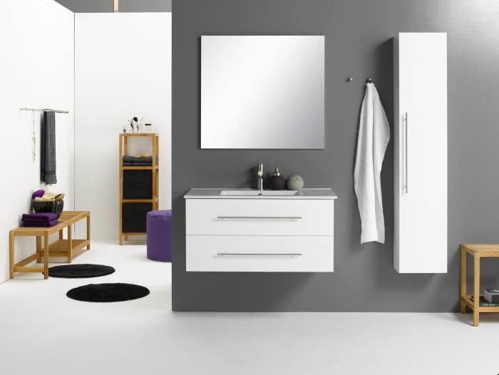 Milobad Venice badmiljø sort højglans 2 skuffer 90 cm