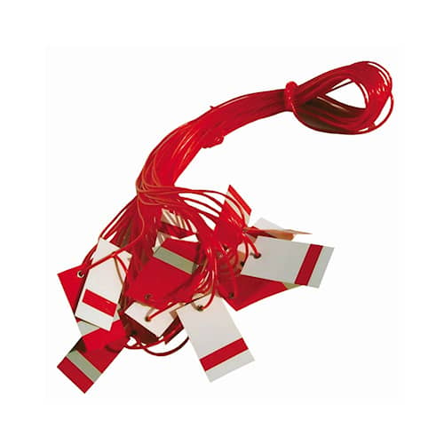 Afspærringsline i rød/hvid nylon med refleks 25 m 30 stk.