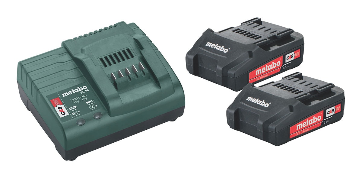 Metabo 18V Li-Ion batteri-pakke med 2 batterier og lader