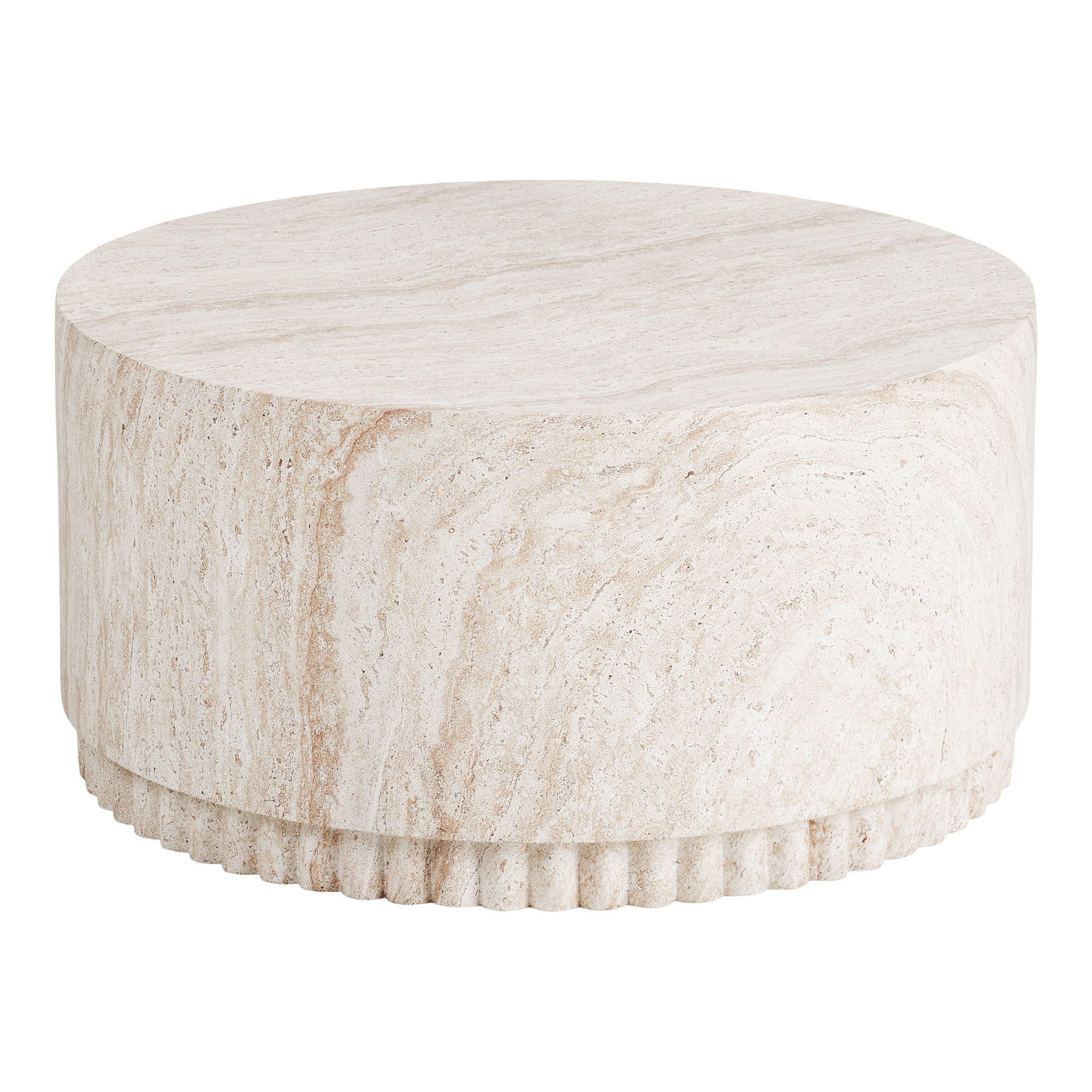 House Nordic Bonn sofabord, rillet base, fiberclay, natur Ø75 x 37 cm