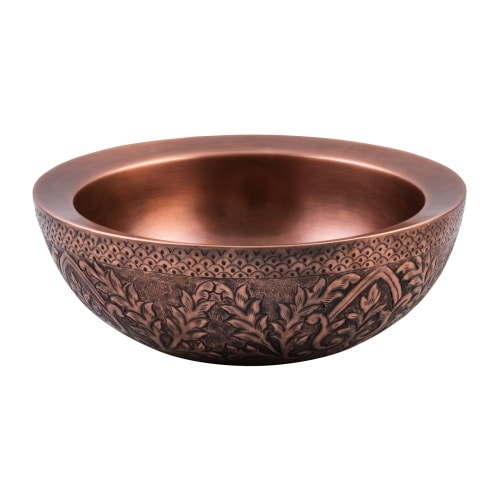 GemLook GL396 håndlavet håndvask i glat / antikmønstret kobber Ø40 cm