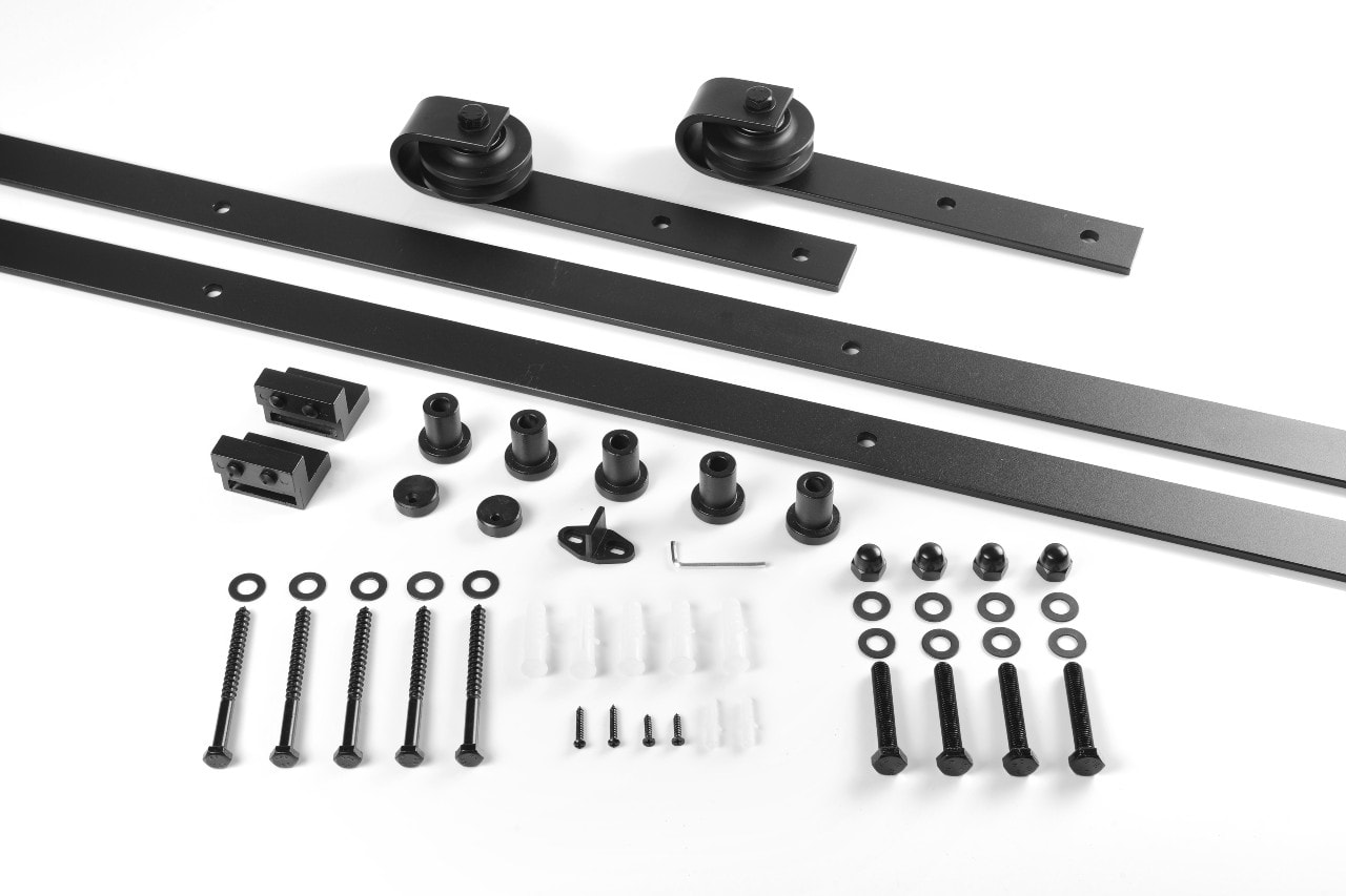 Skydedørssæt retro sort 2 meter