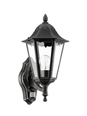 Eglo Navedo udendørs væglampe i sort/patineret sølv med sensor IP44 E27
