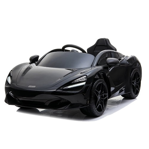 Nordic Play McLaren 720S 12V elbil i sort med gummihjul og lædersæde, sort
