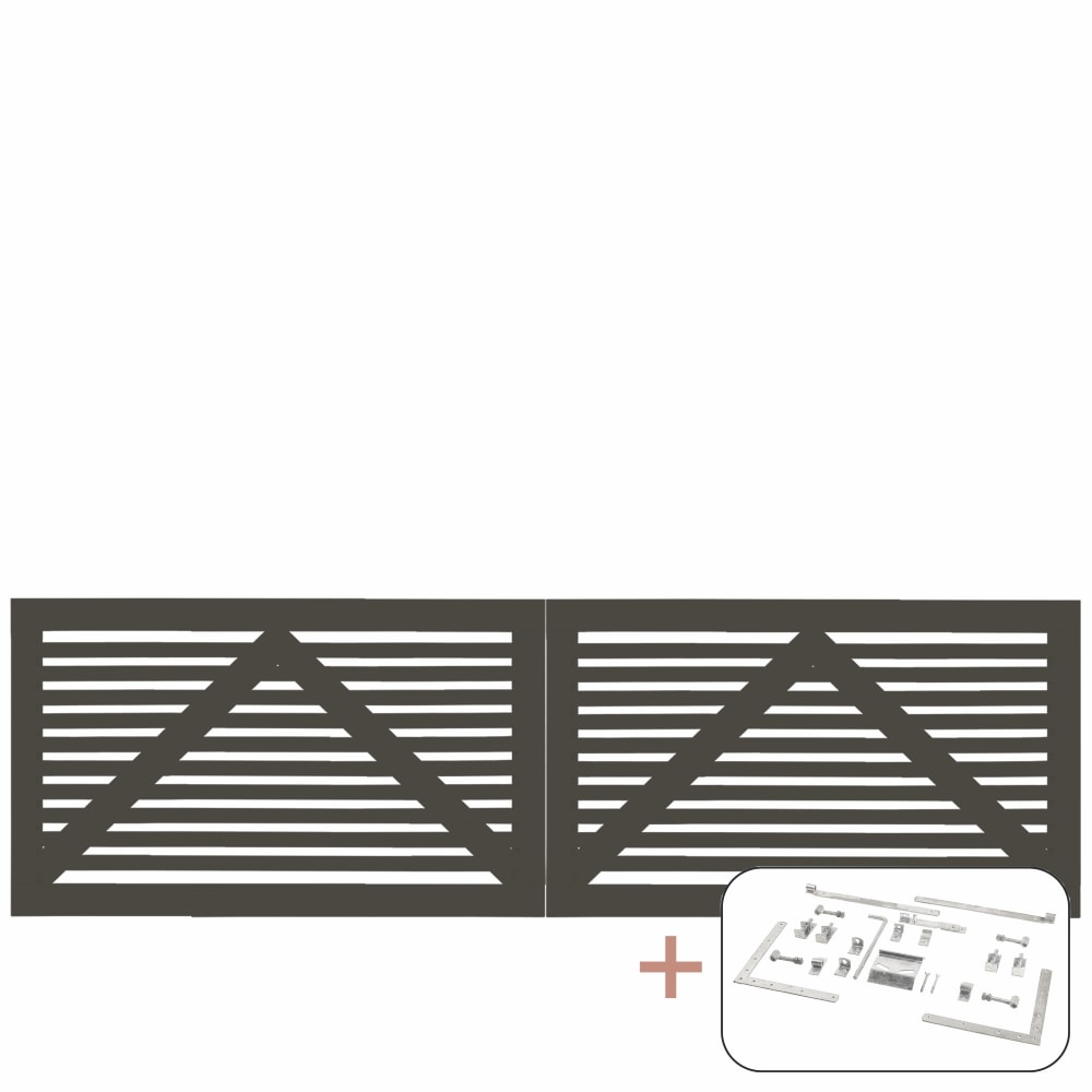 Plus Tokyo dobbeltlåge grundmalet umbragrå RAL 7022 inkl. beslag 300 x 90 cm