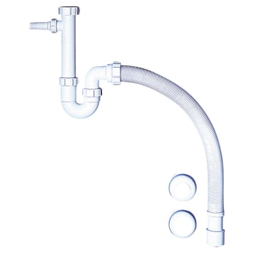 Juvel Intra flex vandlås til køkkenvask i hvidmed sidestuds. 1 1/2" 50/40 mm