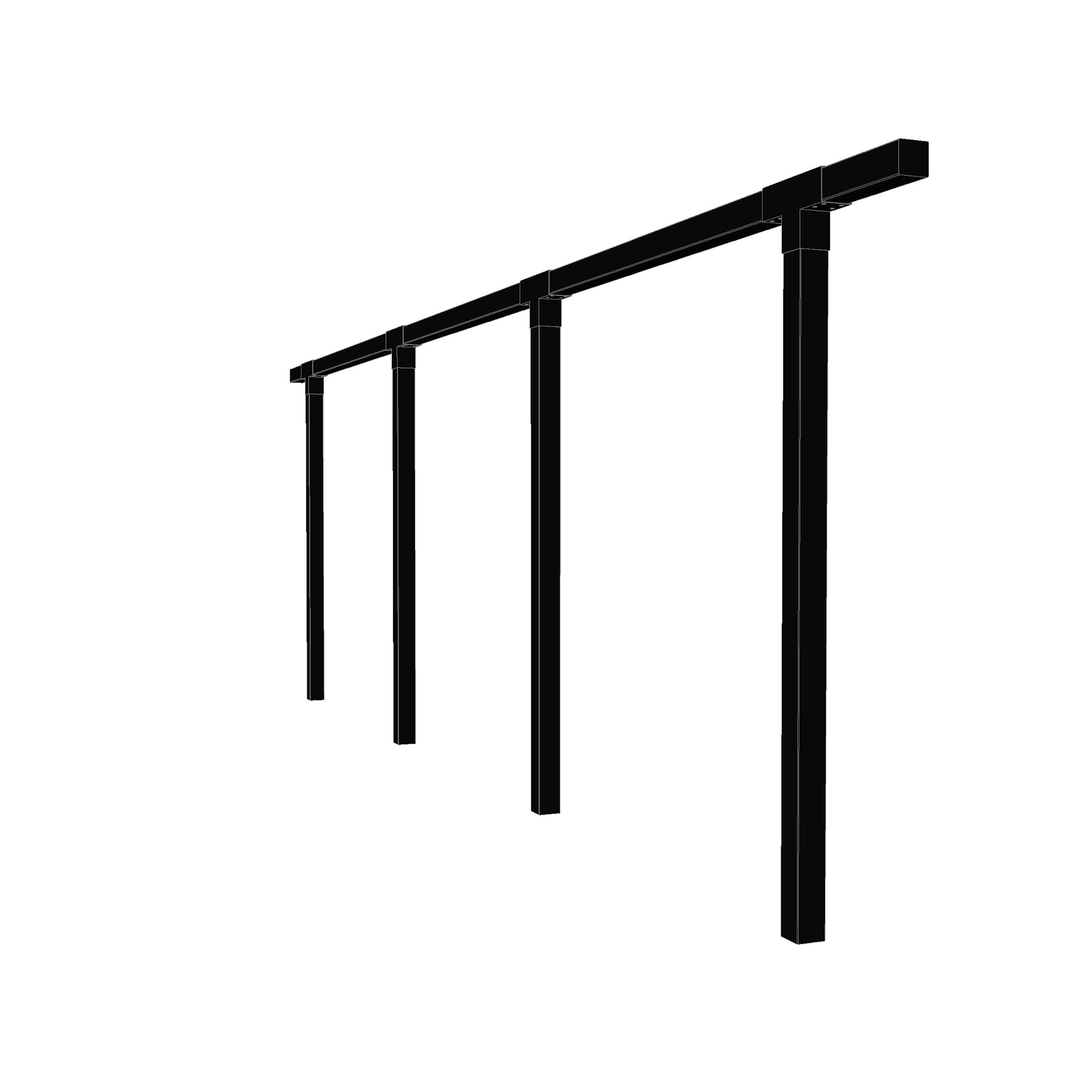 Plus pergola enkelt 3 moduler grundmalet i sort 217 x 664 cm