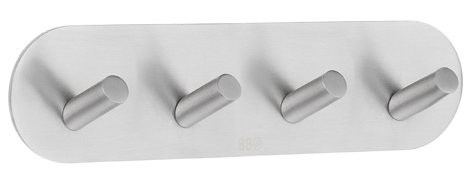 Beslagsboden firekrog i mat hvid, selvklæbende med oval bagplade L192 mm