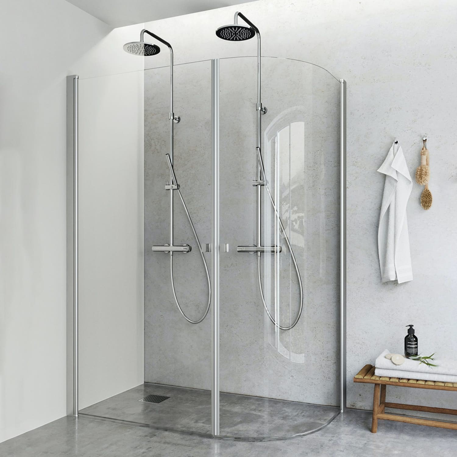 Hafa Igloo Pro J brusehjørne dør + fast i klart glas 80 x 136 x 200 cm