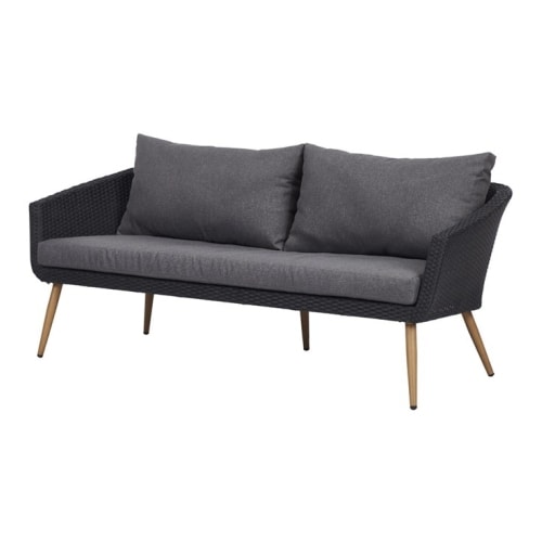 Outfit Johannes sofa i sort med grå hynder 3 personer