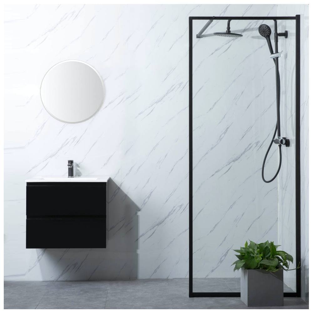 Bathlife Profil Rak brusevæg klar/sort H200 cm