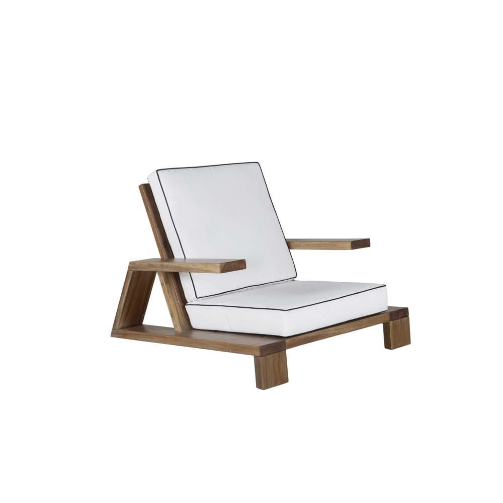 Venture Design Daria loungestol i akacietræ med hvide hynder