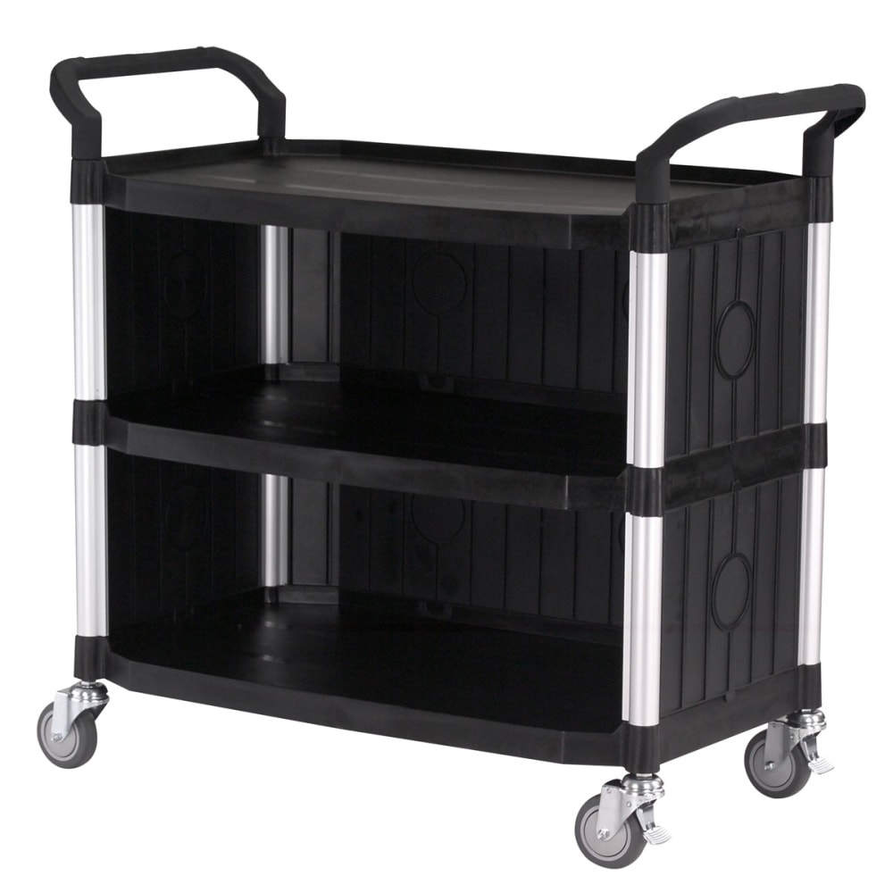 Matador serveringsvogn sort/alu 3 hylder og lukkede sider, lang maks. 250 kg