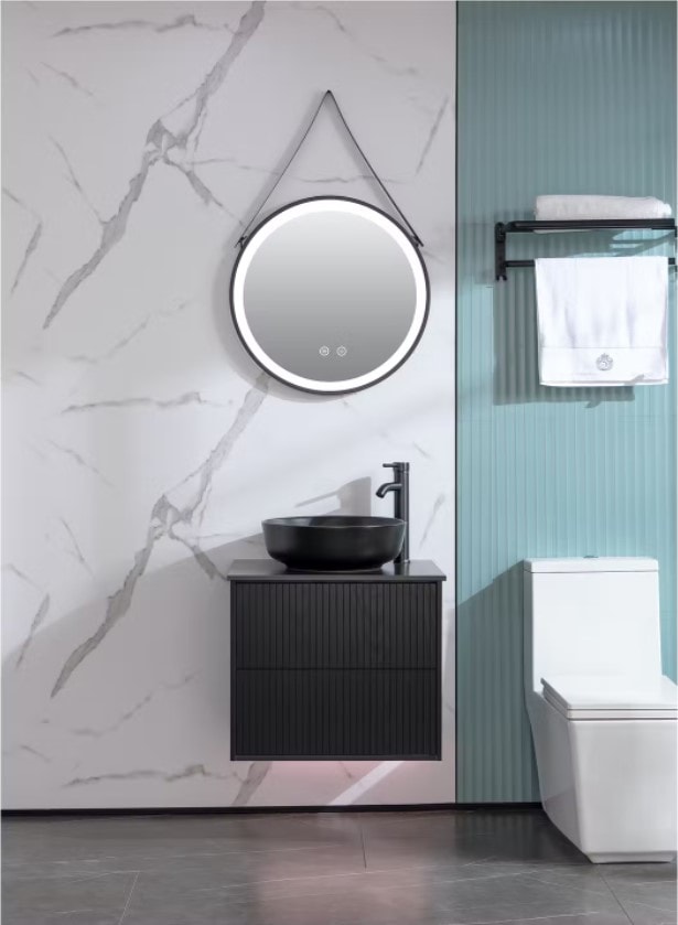 Bathlife Förtjust 100 vaskeskab sort med sort porcelænsvask