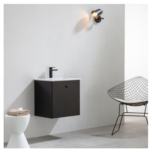 Bathlife Fröjd 620 vaskeskab i mat sort med porcelænsvask