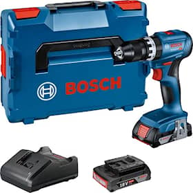 Bosch GSB 18V-45 slagboremaskine med 2 x 2,0 Ah batteri og lader L-Boxx