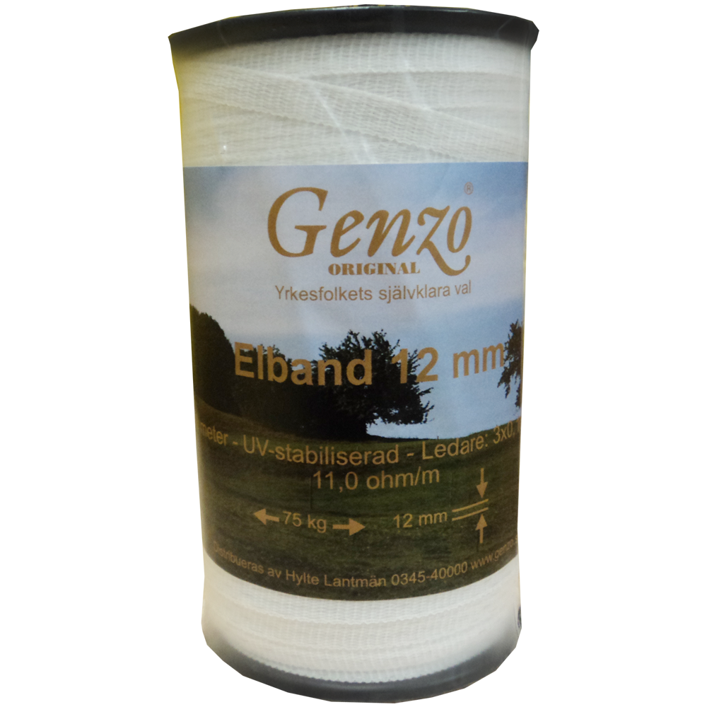 Genzo Hegnsbånd 12 mm 200 m Hvid