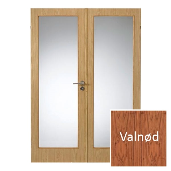 Swedoor Easy nature GW1+GW1 40 mm valnød dør m. glas 82,5+82,5x204 cm (17x21)