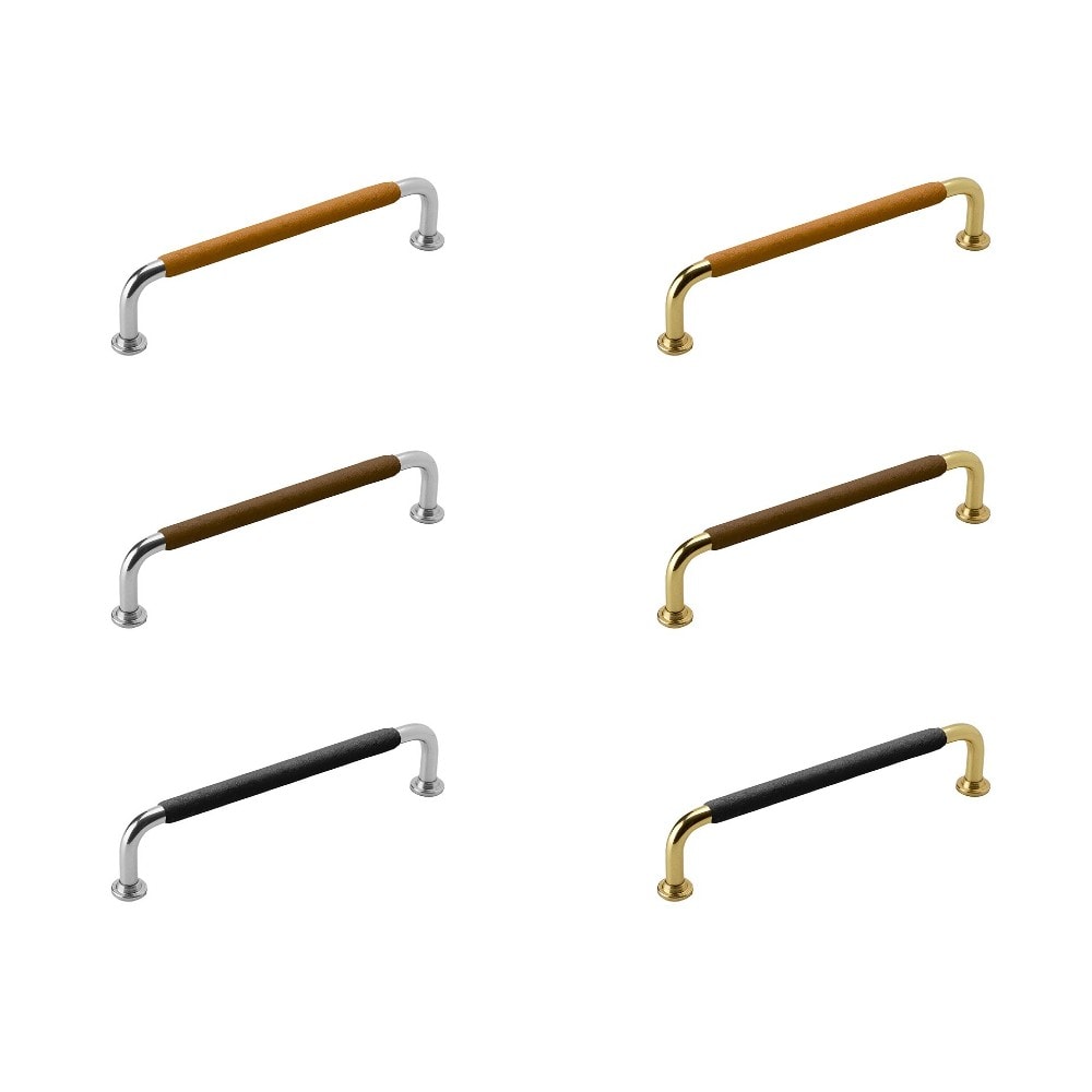 Beslag Design 1353-192 greb poleret messing/læder sort