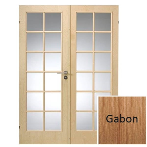 Swedoor Easy Nature SP12+SP12 40 mm gabon dør m. glas 72,5+72,5x194 cm (15x20)