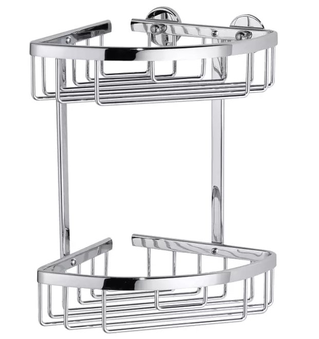 Tesa Aluxx Black hjørnebrusekurv dobbelt, selvklæbende