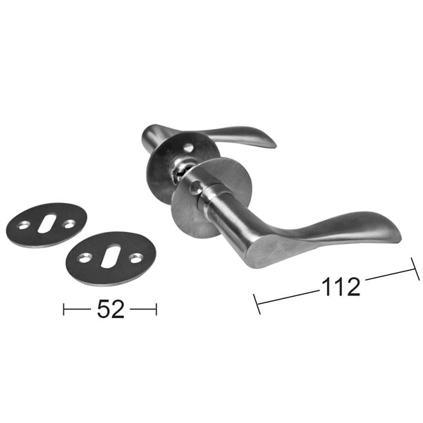 Habo dørgreb L-form Aarhus i børstet rustfrit stål inkl. nøgleskilt