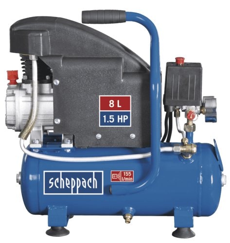 Scheppach HC08 kompressor 8L 8 bar 1,5 HK 1100W - Kompressor / trykluft og tilbehør, Trykluft