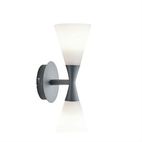 Herstal Harlekin duo væglampe i grafit med hvidt glas E14