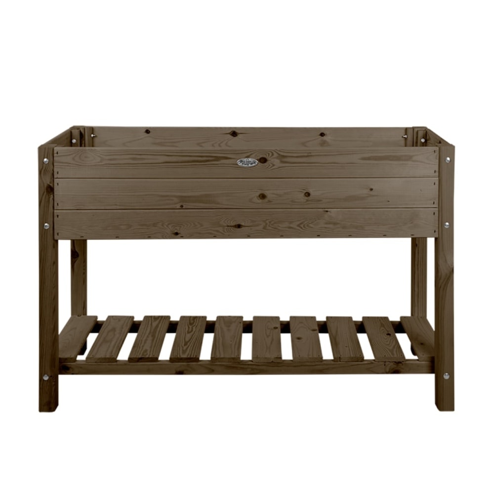 Esschert Design højbed NG93 mørkbejdset gran med plantedug og hylde 40x118x78 cm