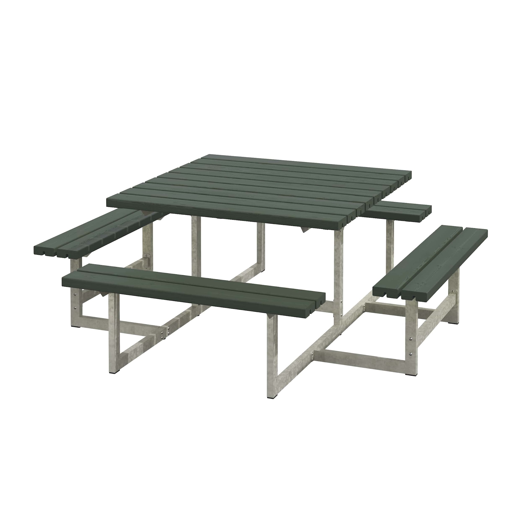 Plus Picnic bord/bænkesæt grundmalet gråbrun transparent med 4 ryglæn 224 cm