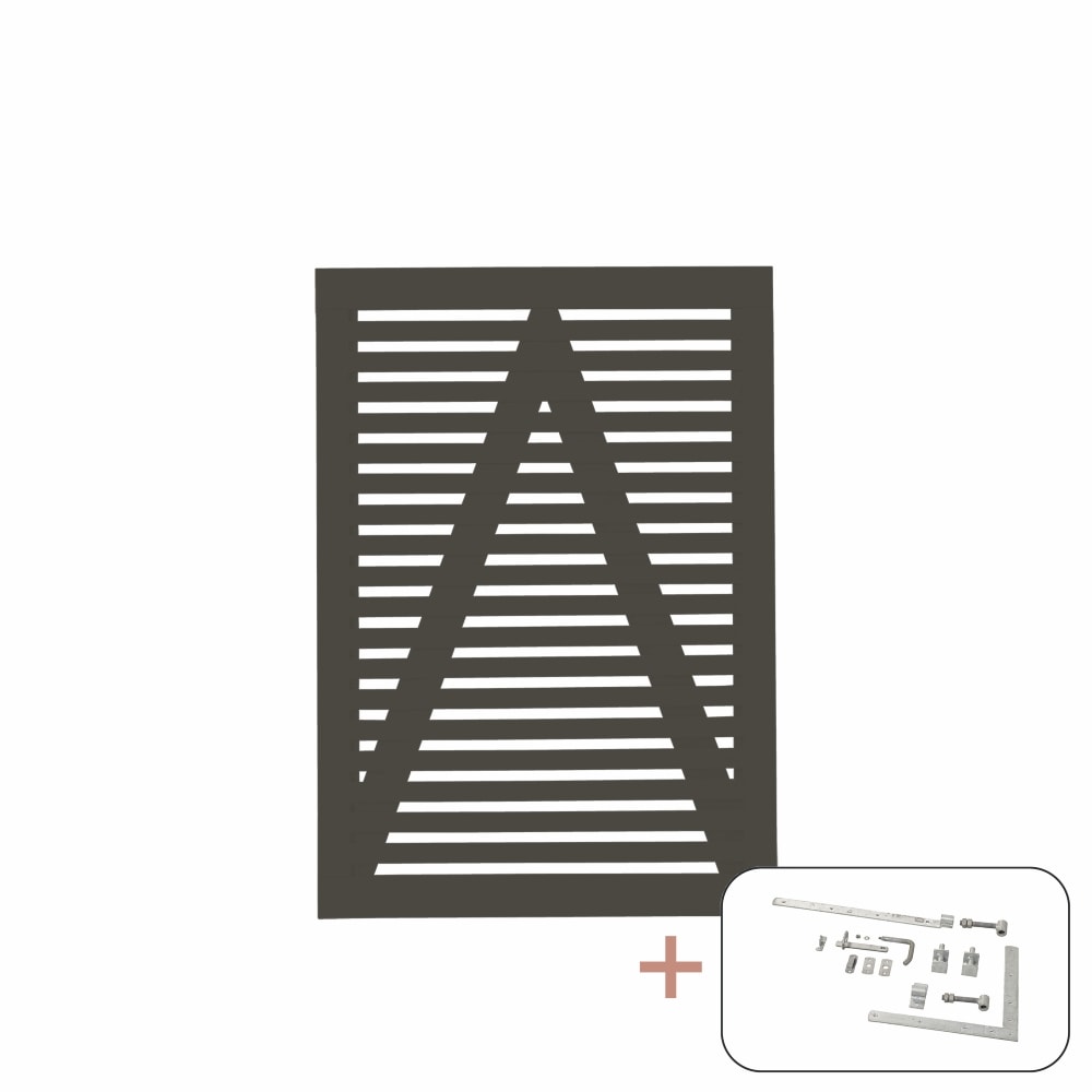 Plus Tokyo enkeltlåge grundmalet umbragrå RAL 7022 inkl. beslag 100 x 90 cm