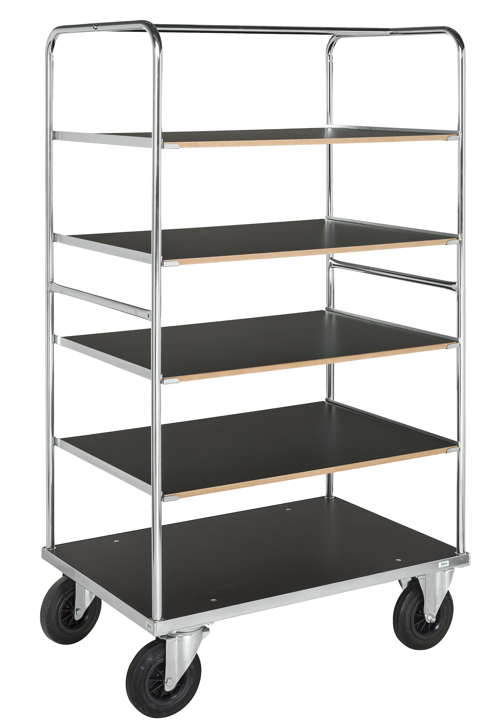 Kongamek elektrogalvaniseret/MDF, sort hyldevogn KM538-2