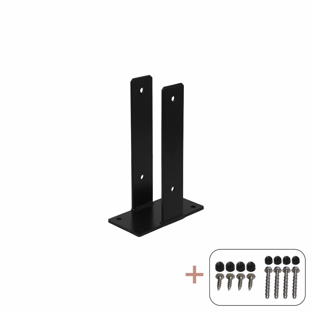 Plus U-stolpefod sort til fundament inkl. franske skruer/bolte og møtrikhætter 9 x 9 cm Højde 30 cm