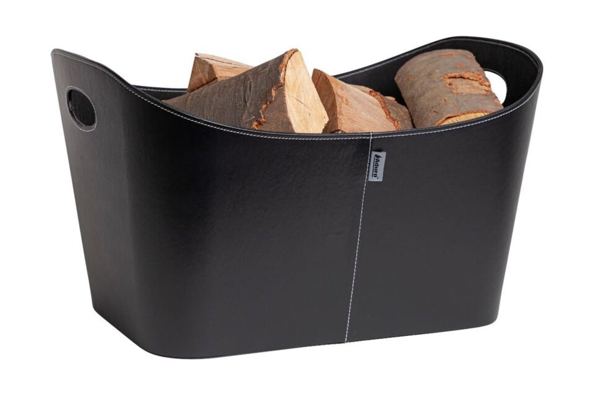 Aduro Baseline oval brændekurv i sort imiteret læder