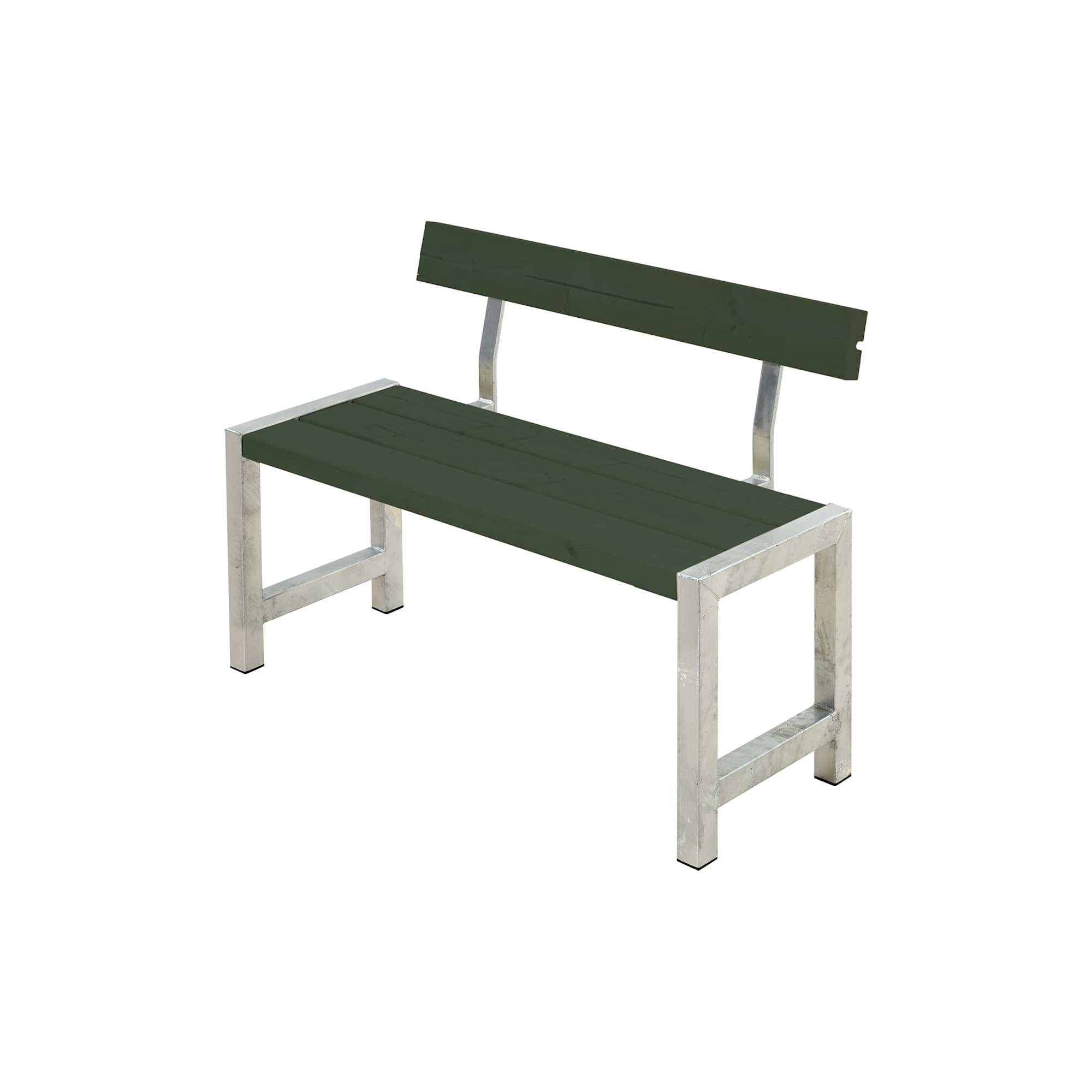 Plus Cafe bænk grundmalet grøn med ryglæn 127 x 50 x 75 cm