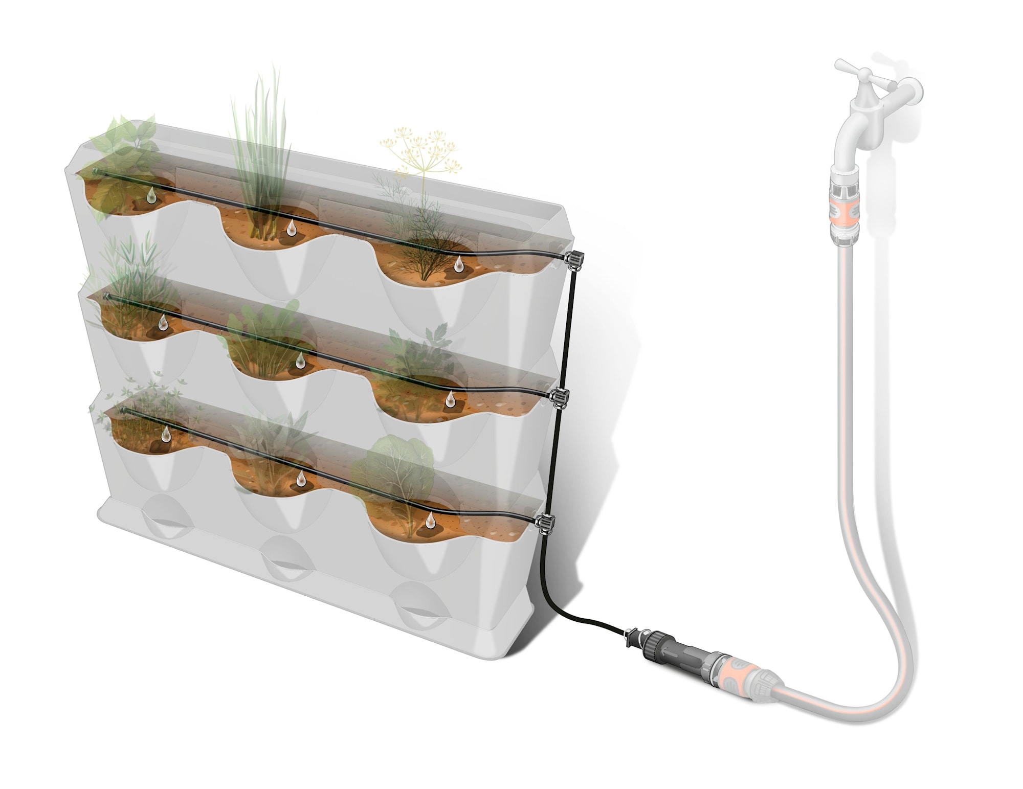 Gardena NatureUp! lodret vandingssæt med drypslange