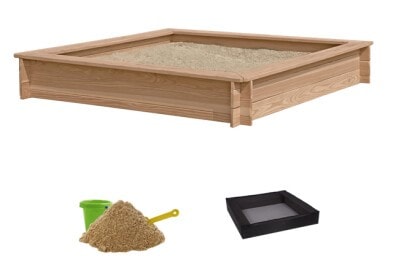 Nordic Play Active sandkasse lærk 150 x 150 cm inkl. net og 200 kg sand