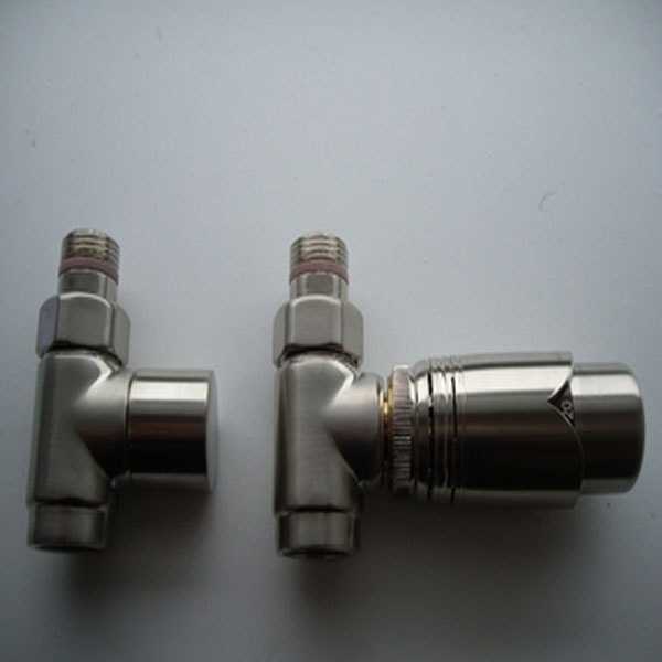 Strømberg retur-termostatventilsæt, lige 1/2".Børstet