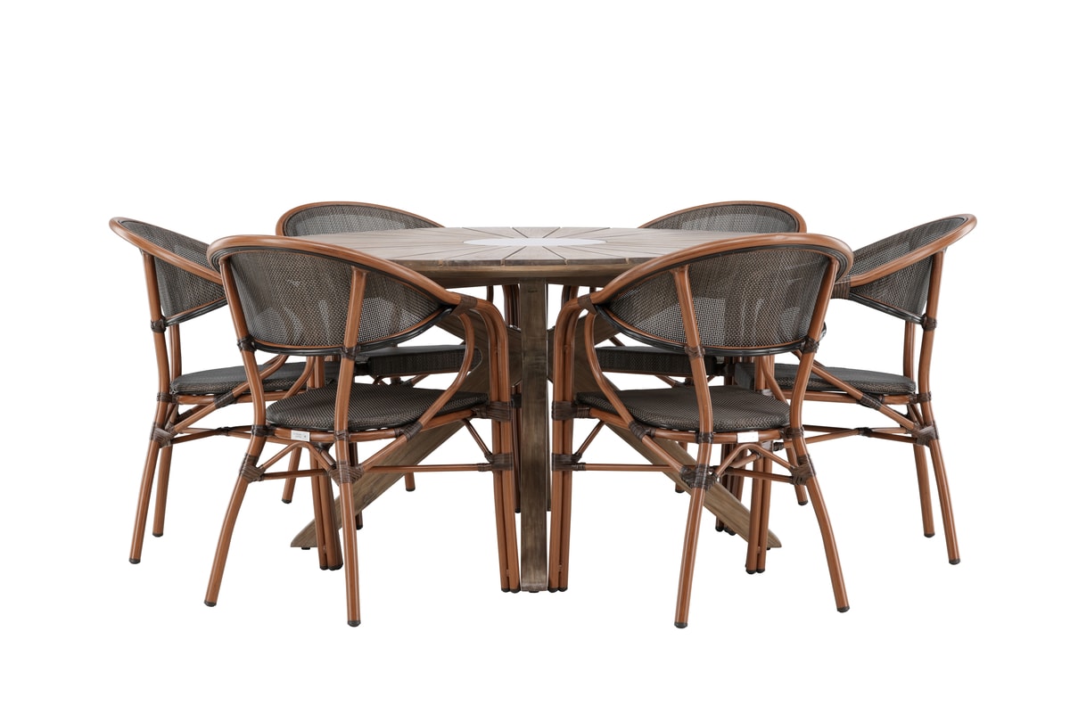 Venture Design Rosario & Vila møbelsæt med bord og 6 caféstole