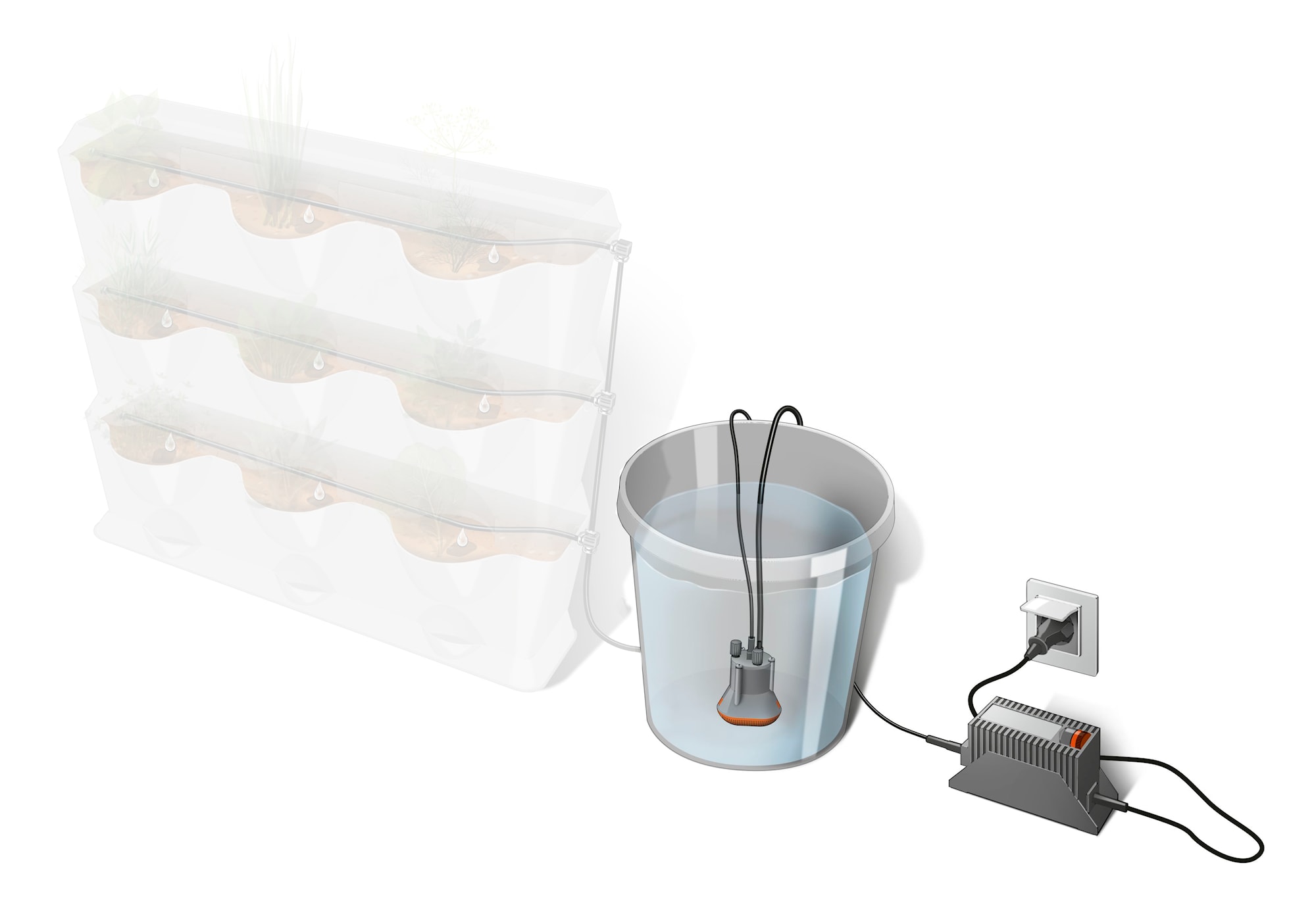 Gardena NatureUp! udvidet vandingssæt med drypslange til vandbeholder