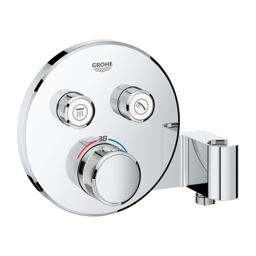Grohe Grohtherm SmartControl rund termostat til indbygning, 2 ventiler og holder