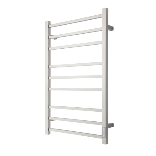 TVS Eldo 9 elektrisk håndklædetørrer firkantet i poleret stål med timer 860 x 530